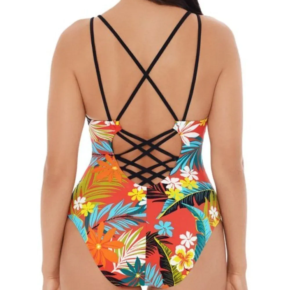 Skinny Dippers Miraclesuit Wiki Tiki Suga Babe Lace up One Piece Swimsuit Xlarge